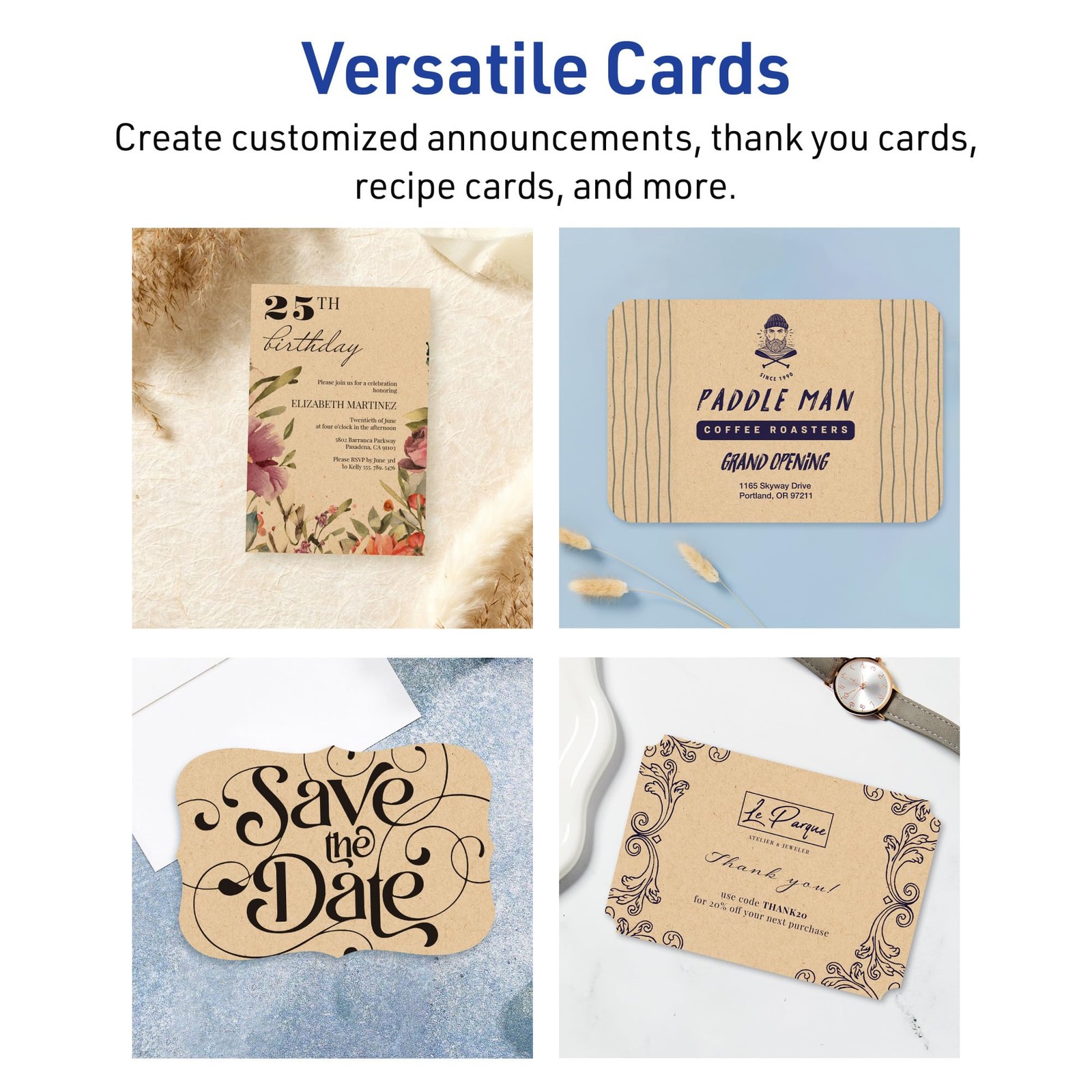 Avery Printable Rectangle Cards Flourished Edges Sure Feed Technology 6 X 9