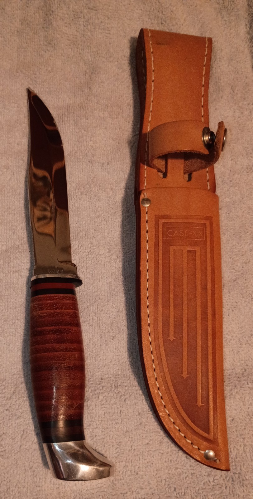Vintage Case XX Fixed Blade/Sheath/Stacked Leather/4 3/4 in. Blade/Never used