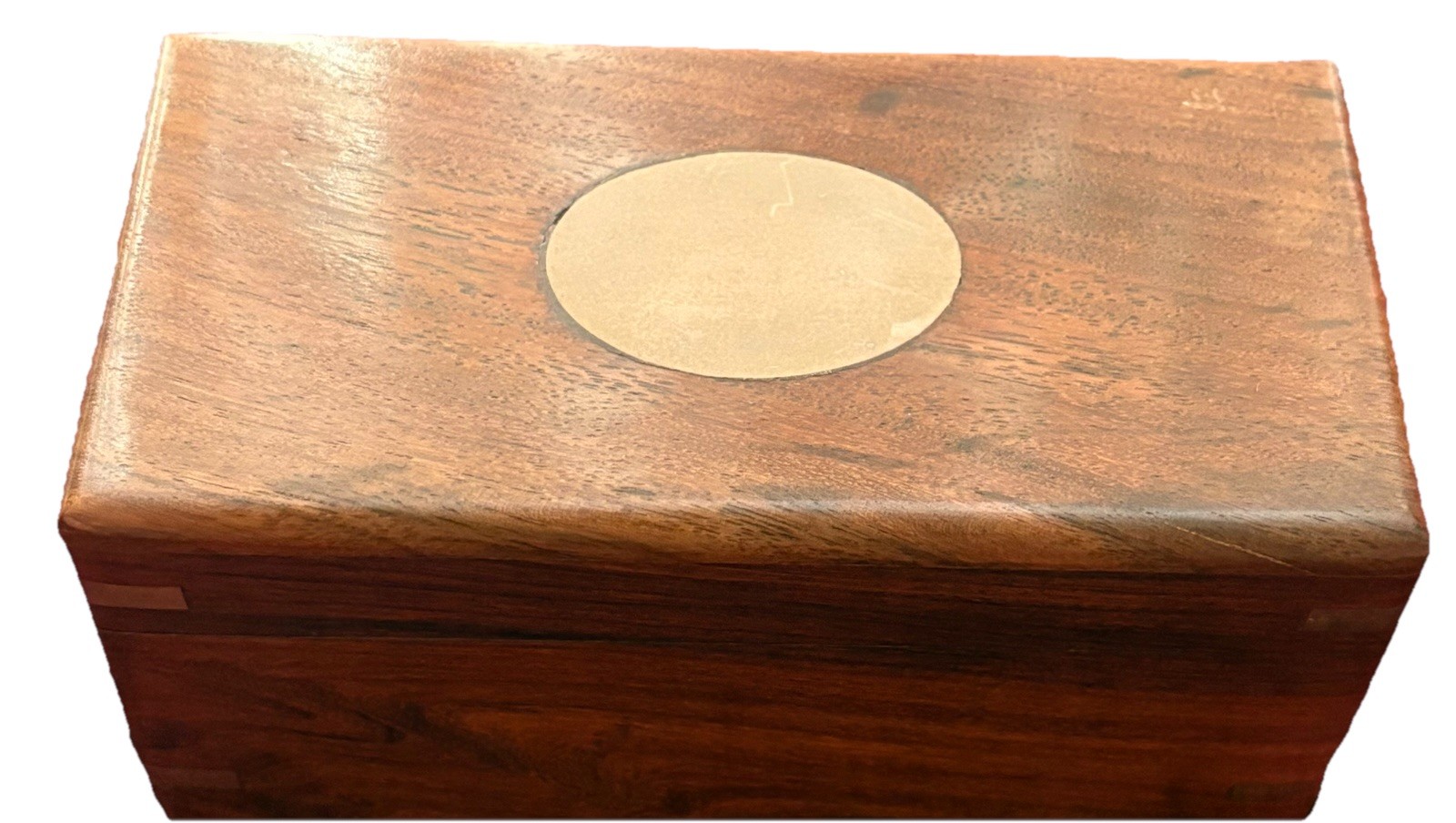 Brass Inlay Trinket Box Solid Wood Hard Top Pin Slide Compartment Enigma Puzzle