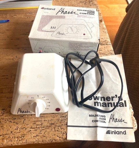 SOLDERING IRON CONTROL-INLAND PHASER-VINTAGE-IN BOX W/MANUAL-SOLID STATE,PLUG IN