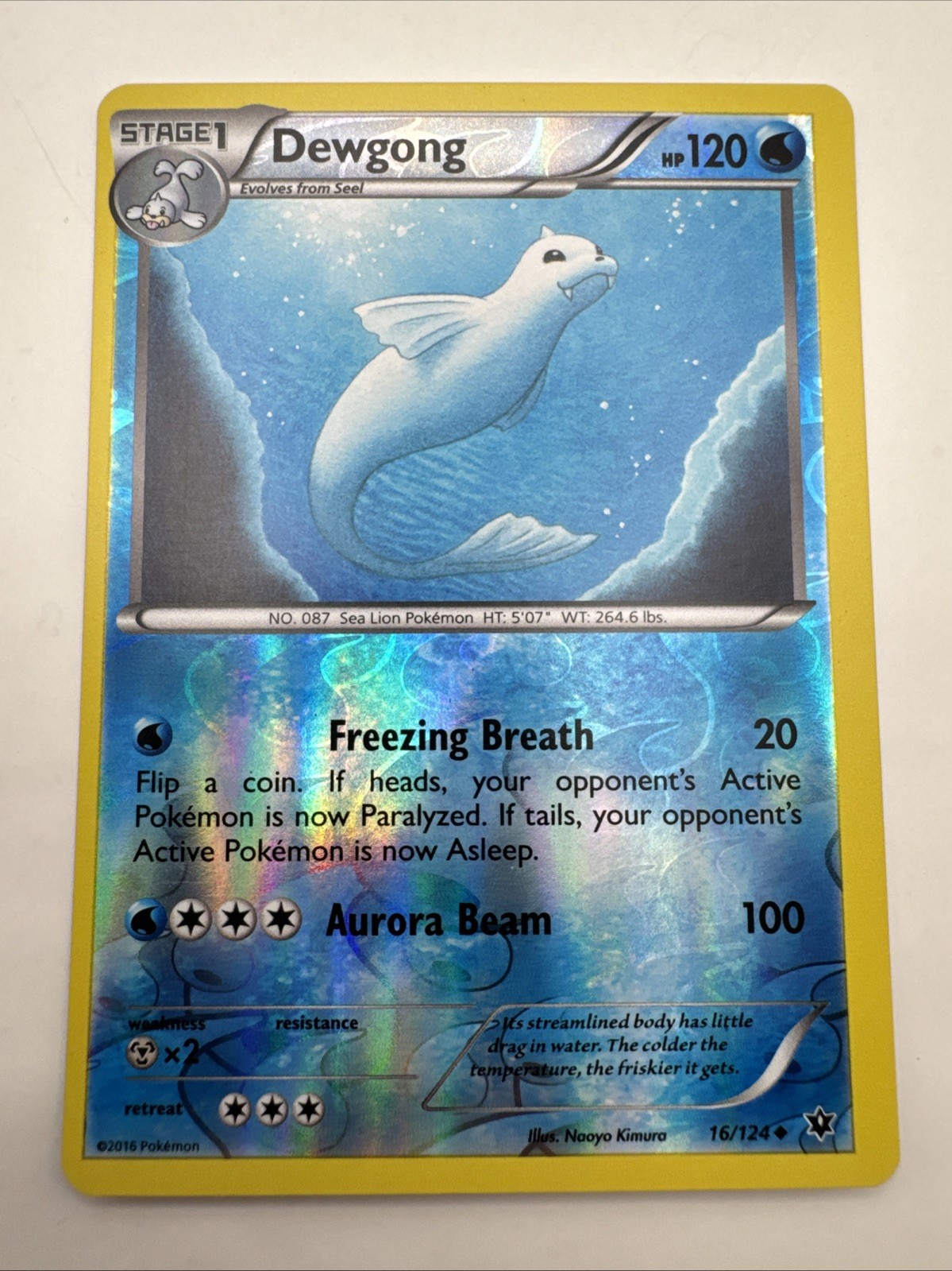 Pokemon Card Dewgong 16/124 Fates Collide Reverse Holo Rare NM