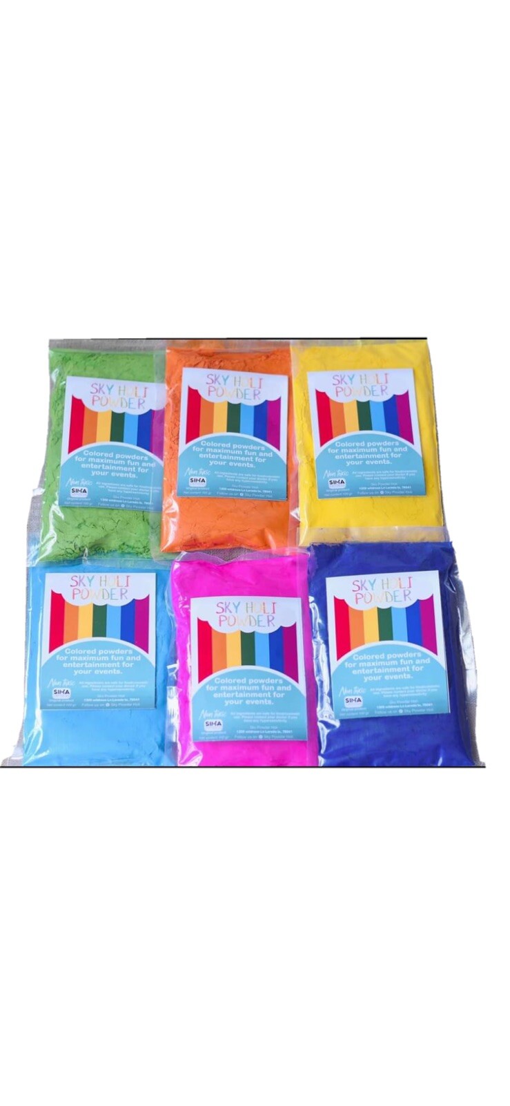 100g 10 COLORS Sky Holi Color Powder Colour Festival Colors
