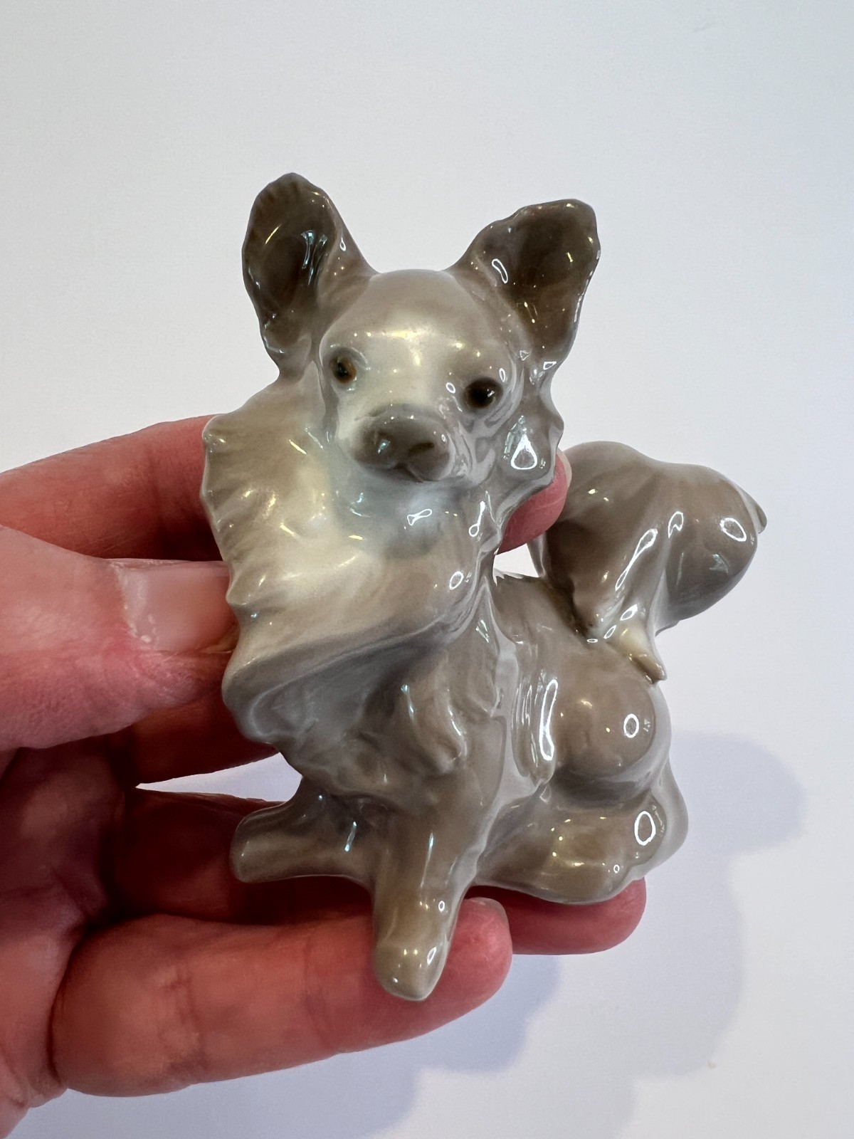 Vintage Retired Small Lladro Porcelain Dog Figurine, Papillon #4749