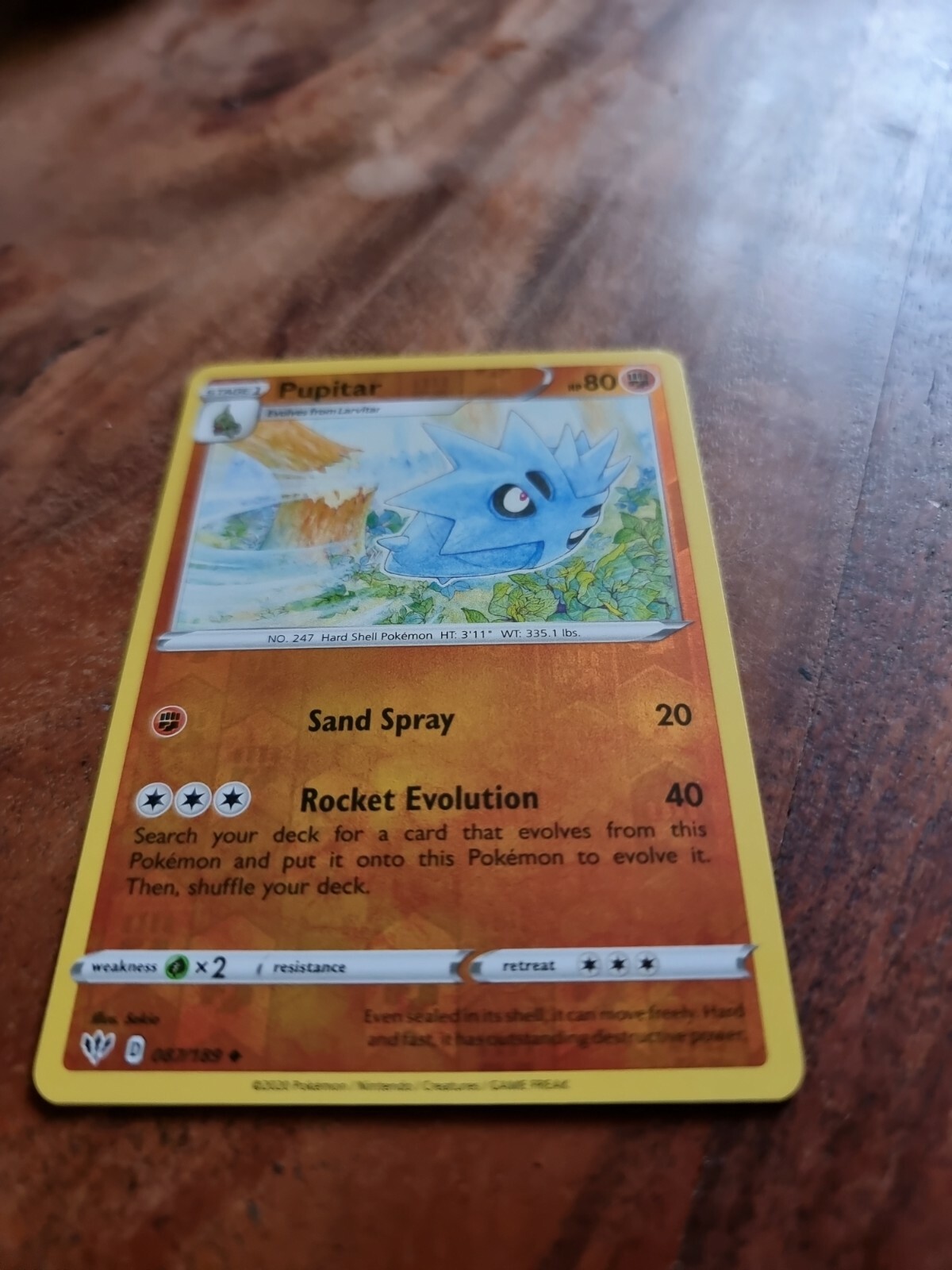 Pokemon Pupitar 087/189 Darkness Ablaze Reverse Holo Uncommon