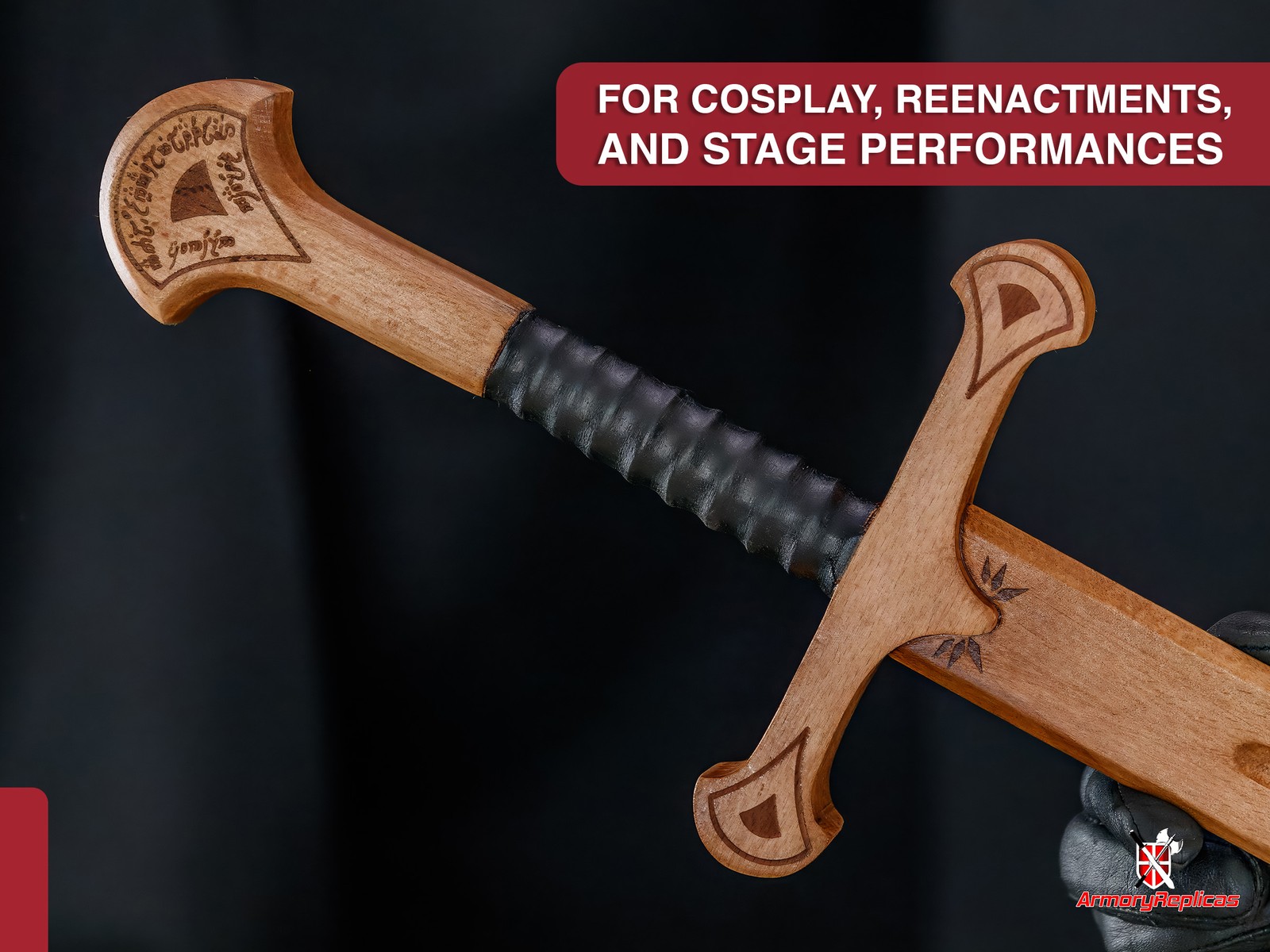 Medieval Wooden Training Sword Practice Longsword Cosplay Stage Combat Replica