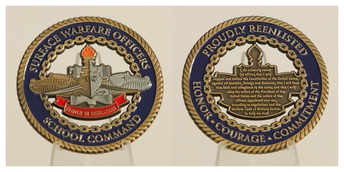 Navy Surface Warfare Officers School Reenlistment Challenge Coin 4#H