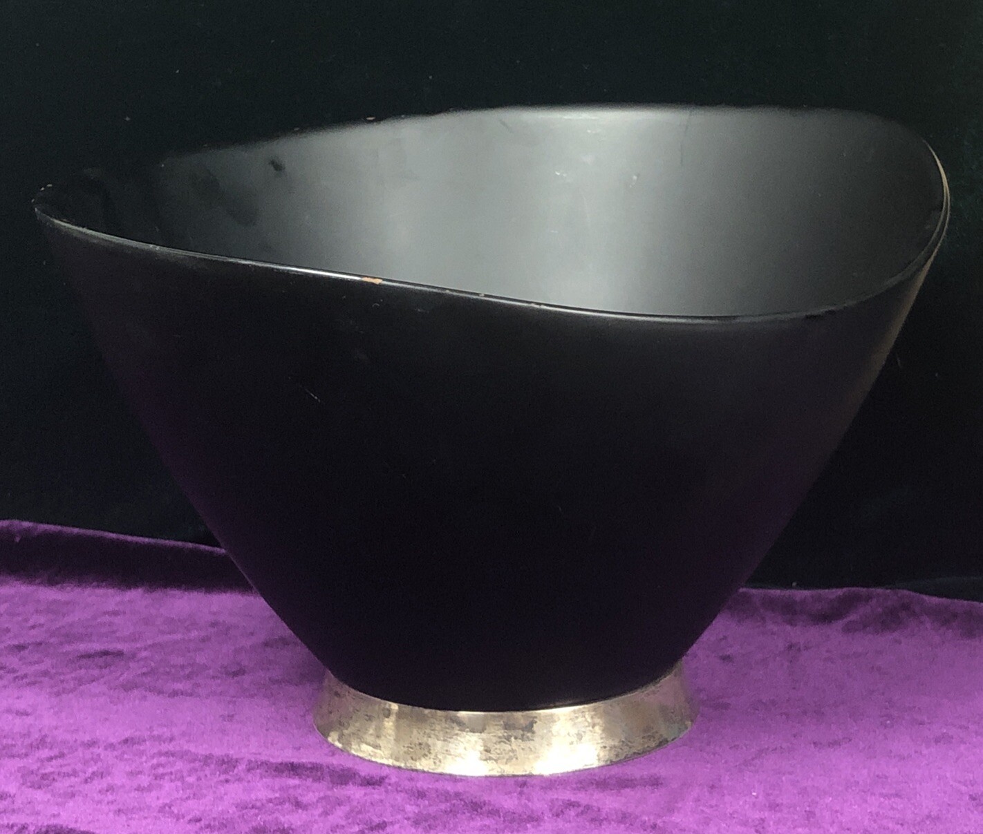 Web Sterling 5.5”-7.5” Asymmetrical Mahogany Bowl w/Sterling Silver Foot