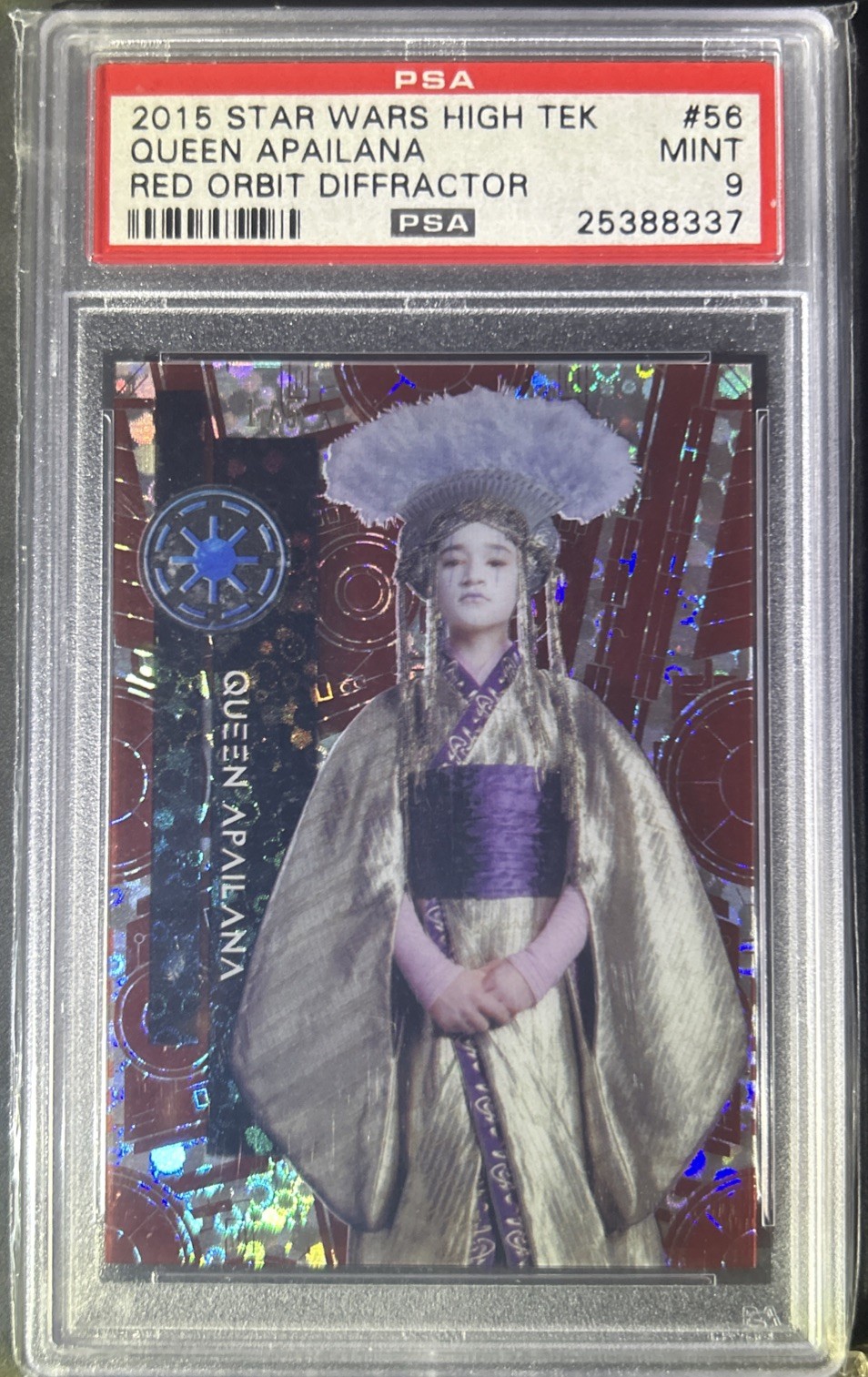 Star Wars High Tek 1/5 Red Orbit Diffractor Queen Apailana PSA 9 Mint Rare Card