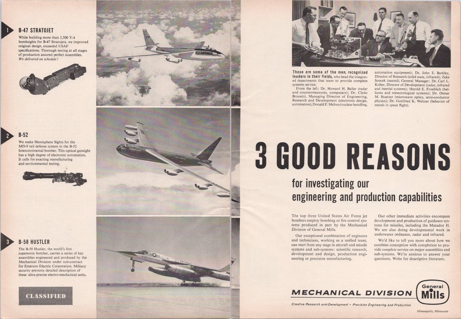 General Mills Mechanical Division B-47 B-52 B-58 Vintage Magazine Ad 1950s