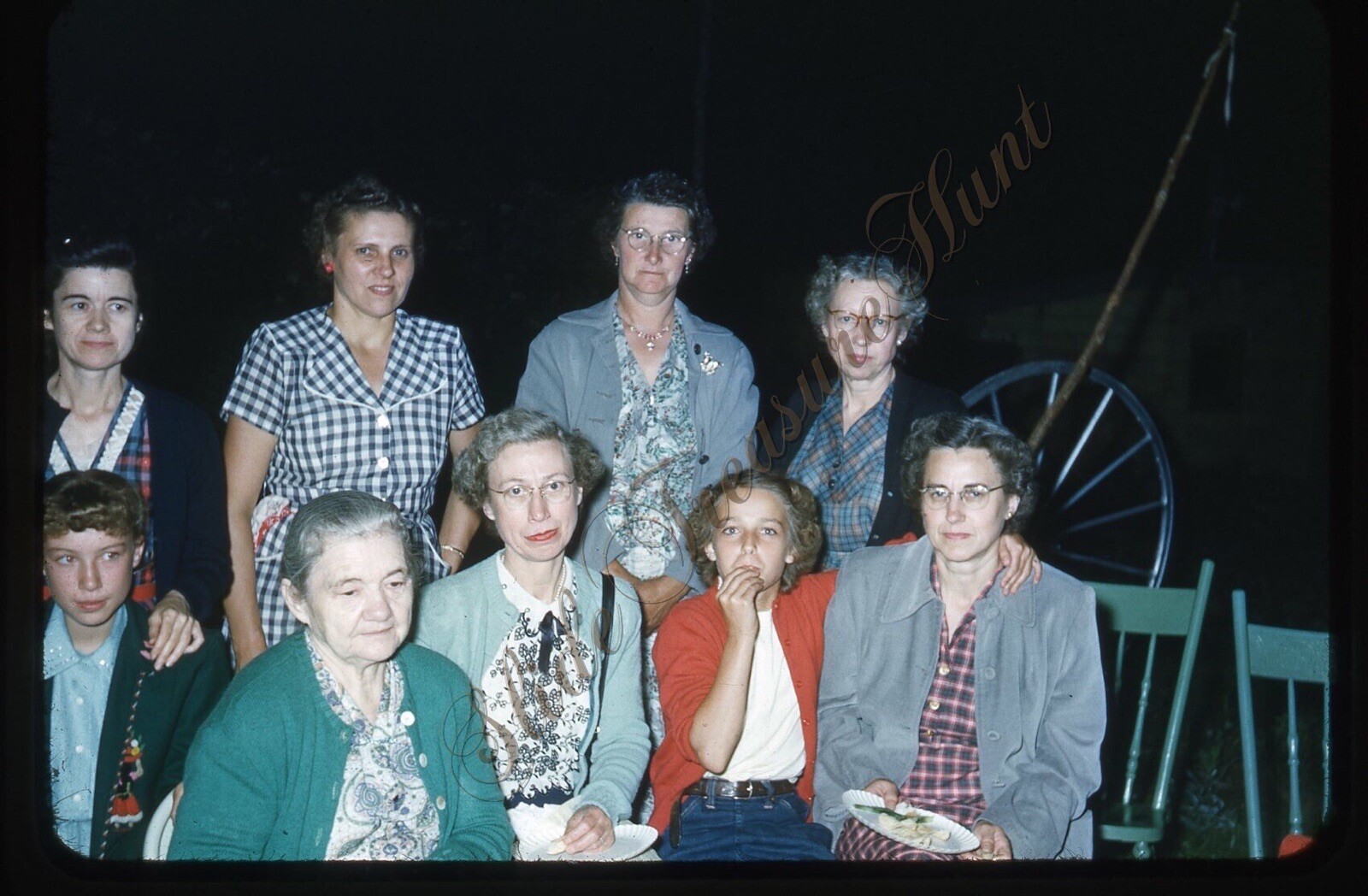 Women Girls Glasses Fashion 1950s Slide 35mm Red Border Kodachrome