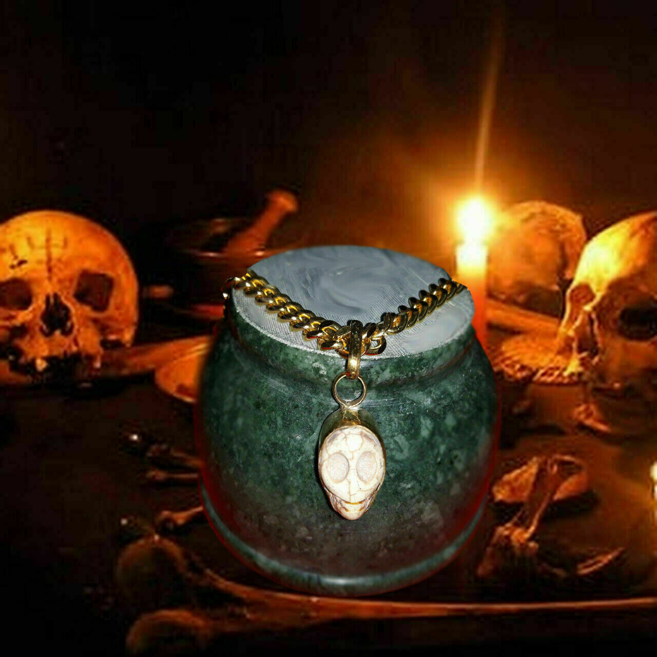 SIDH AGHORI POWERFUL ENERGIZED SKULL PANDENT AND RING FOR STRESS FREE LIFE