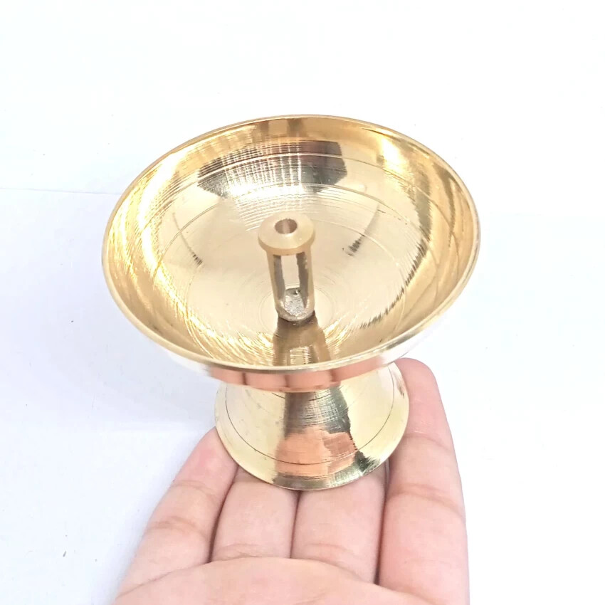 2″ Brass Diya Akhand Oil Lamp Home Temple Puja Navratri Durga Pooja Aarti Diwali
