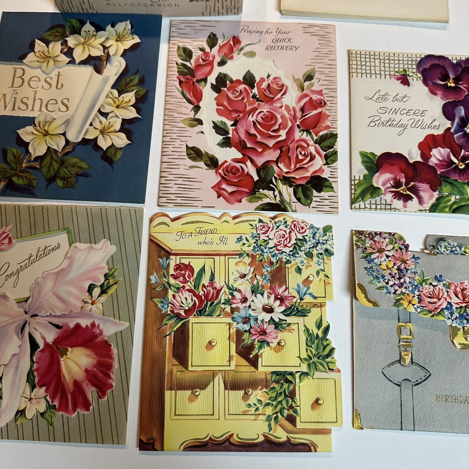 Vtg Scripture Text All Occasions 8 Cards 6 Env Retro Florals Birthday Get Well