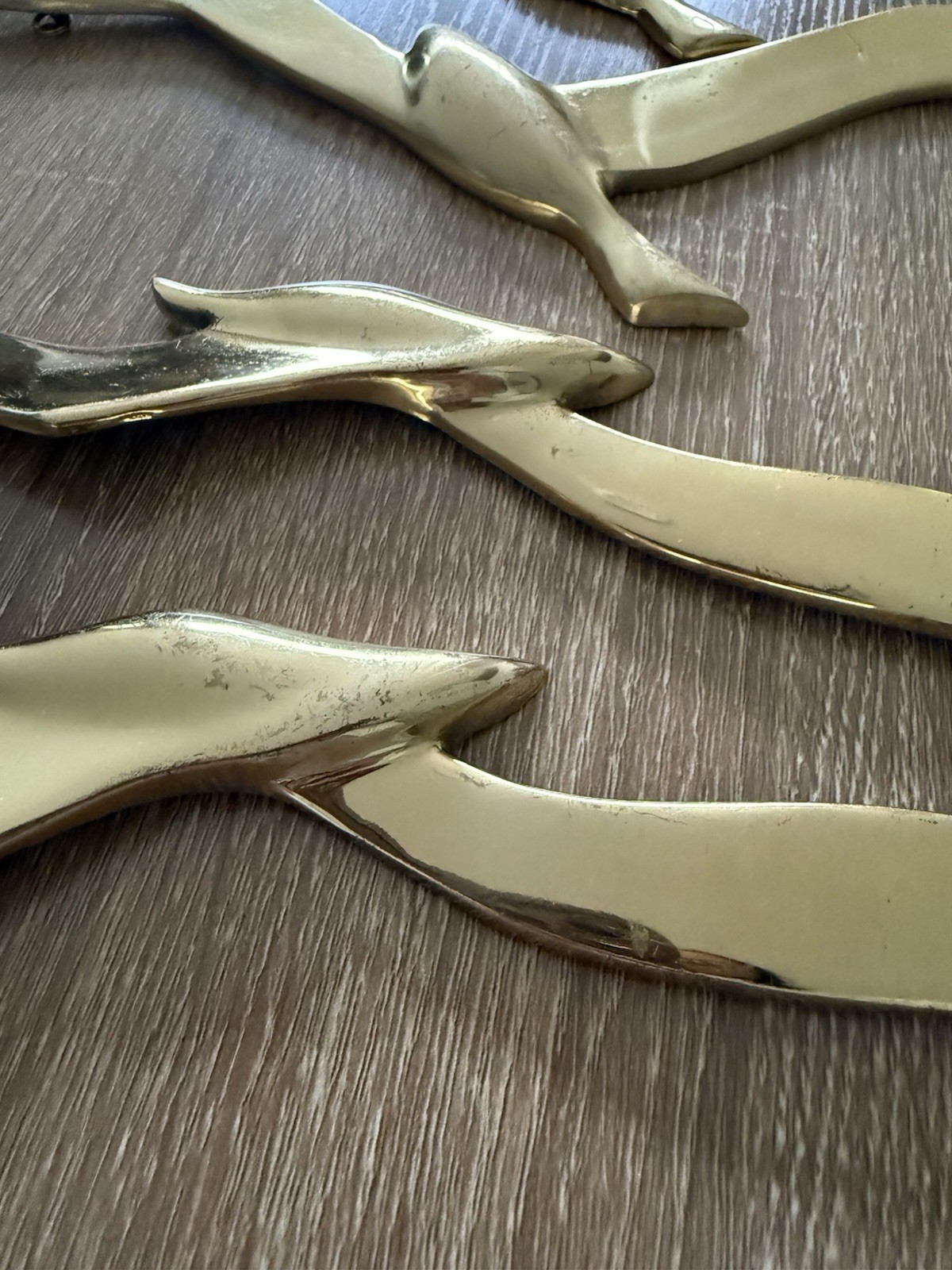 MCM Decor Solid Brass Flying Seagull Birds Wall Hanging Set 6 Mid Century Modern
