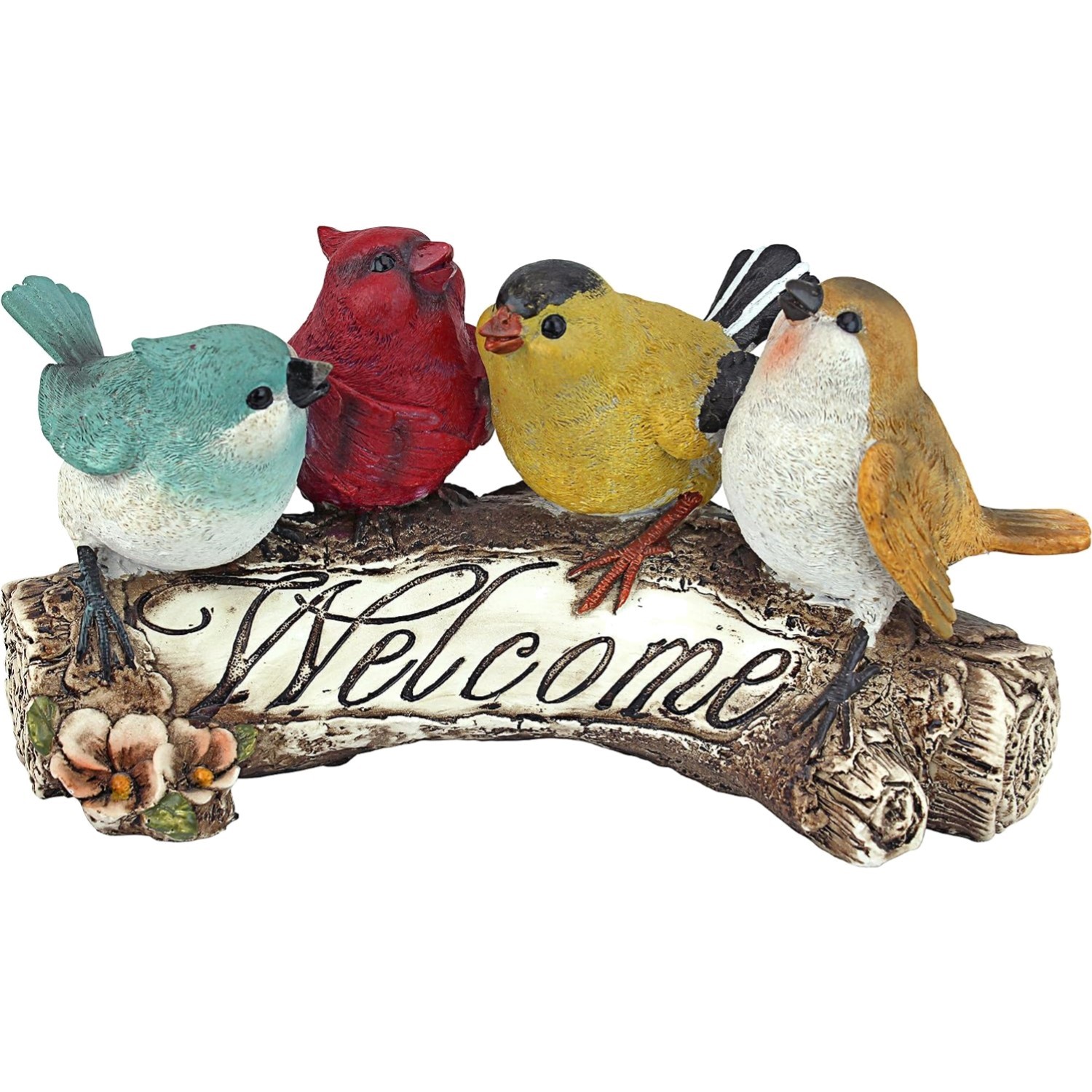 Bird Welcome Statue Resin Hand-Painted Garden Decor 4x10x5 Inches