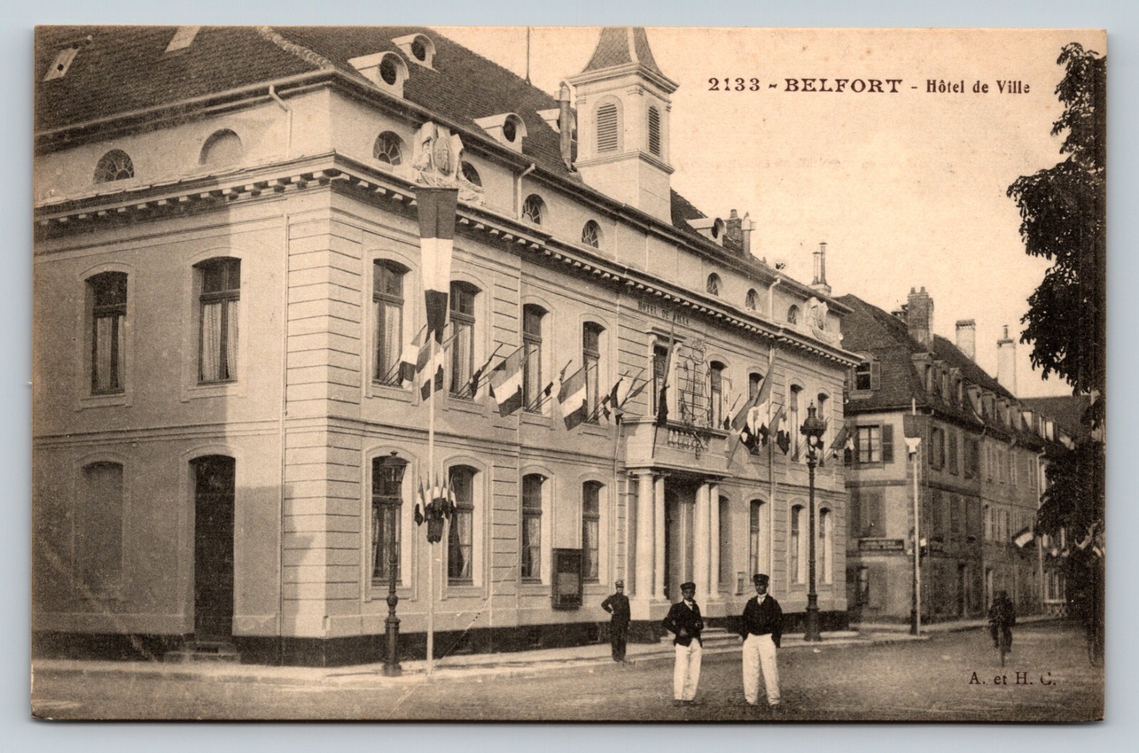 Belfort City Hall In France France Flags Displayed VINTAGE Postcard