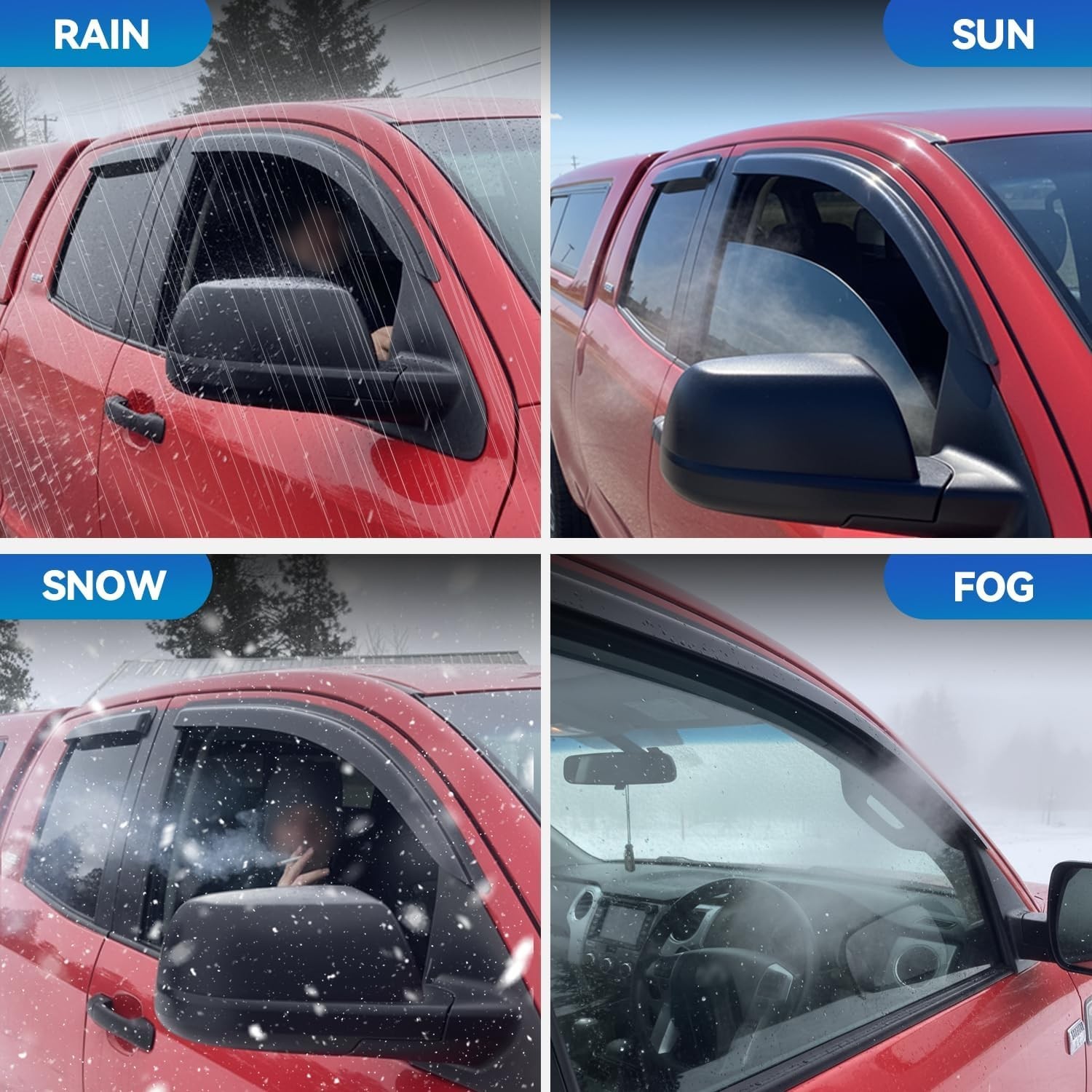 Window Visors Rain Guards for 2006-2013 Chevy Impala, Out-Channel Window Vent Wi