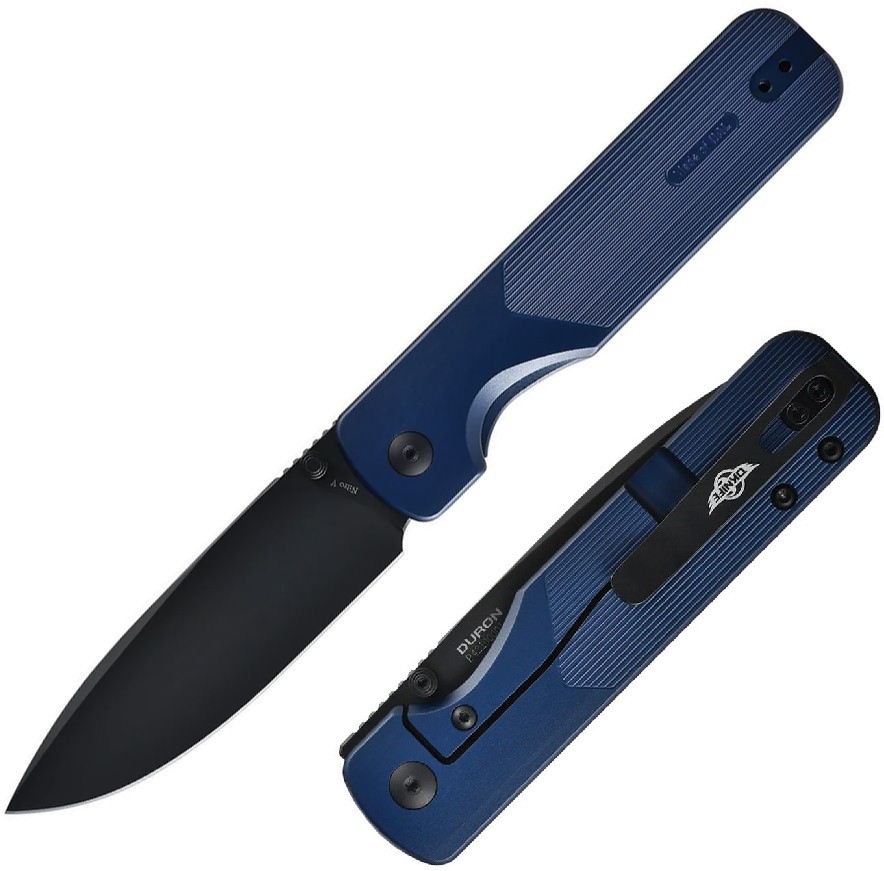 Oknife Duron Folding Knife 3.5″ Nitro V Steel Blade Navy Blue Aluminum Handle