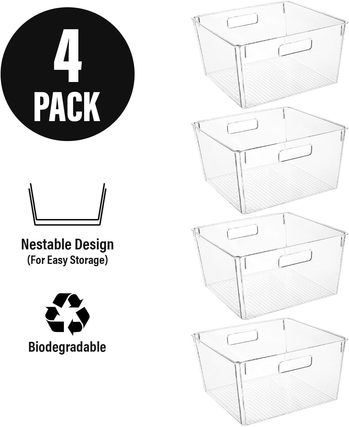 Control Kitchen Extra Large Clear Plastic Storage Bins Perfect For Kitchen