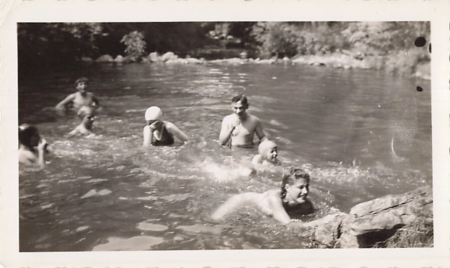 x6 1940s Swimming Hole & Lake & Woods B&W 2.75. x 4.5 in Snapshots