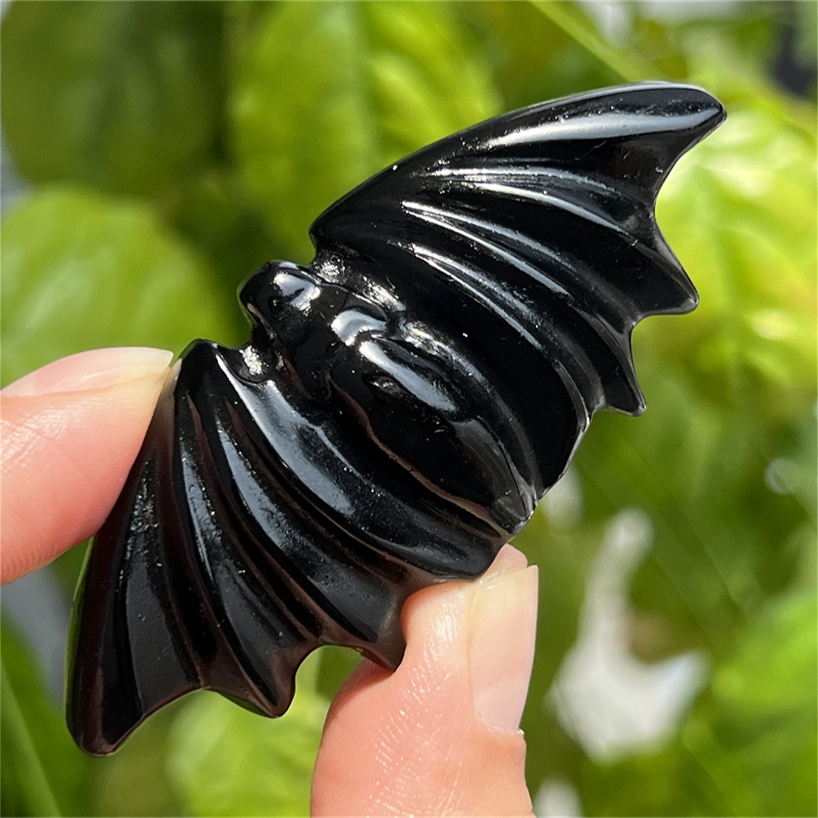 2.7″ Natural obsidian carved bat skull quartz crystal gem skull reiki helaing 1x
