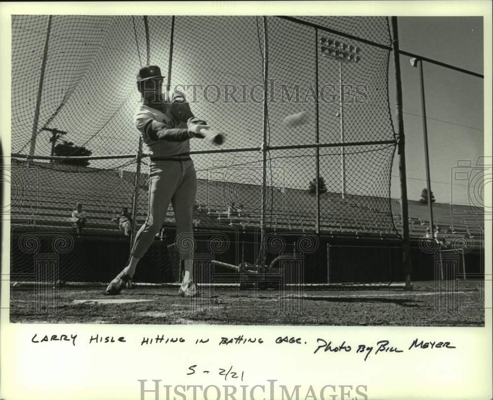1982 Press Photo Larry Hisle in batting cage, Brewer Spring Training, Arizona
