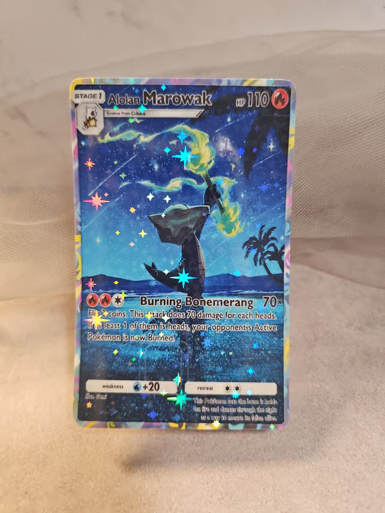Alolan Marowak 160 Pokemon Sticker, Credit Card Skin Decal, Anime Holographic