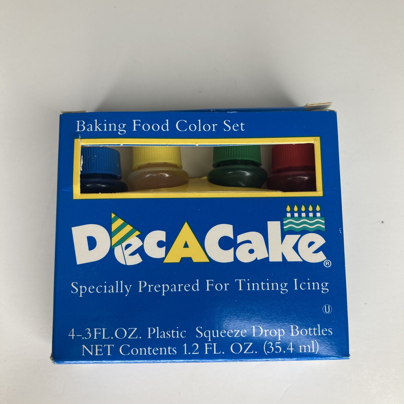 Vintage Food Colors Coloring Kit Red Green Yellow Blue DecACake Tinting Icing