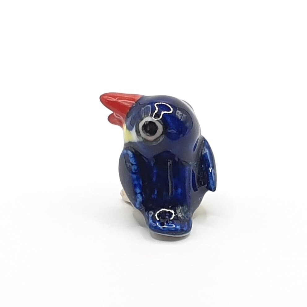 Tiny ¾ Inch Dark Blue Yellow Look Left Kingfisher Bird Figurine – Miniature H…