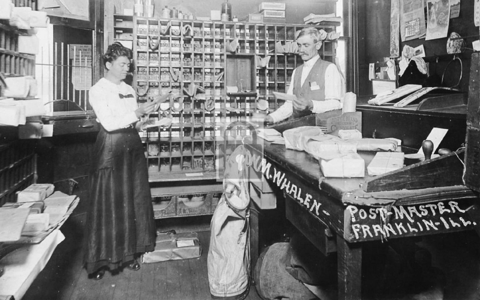 Interior View Post Office Franklin Illinois IL – Reprint