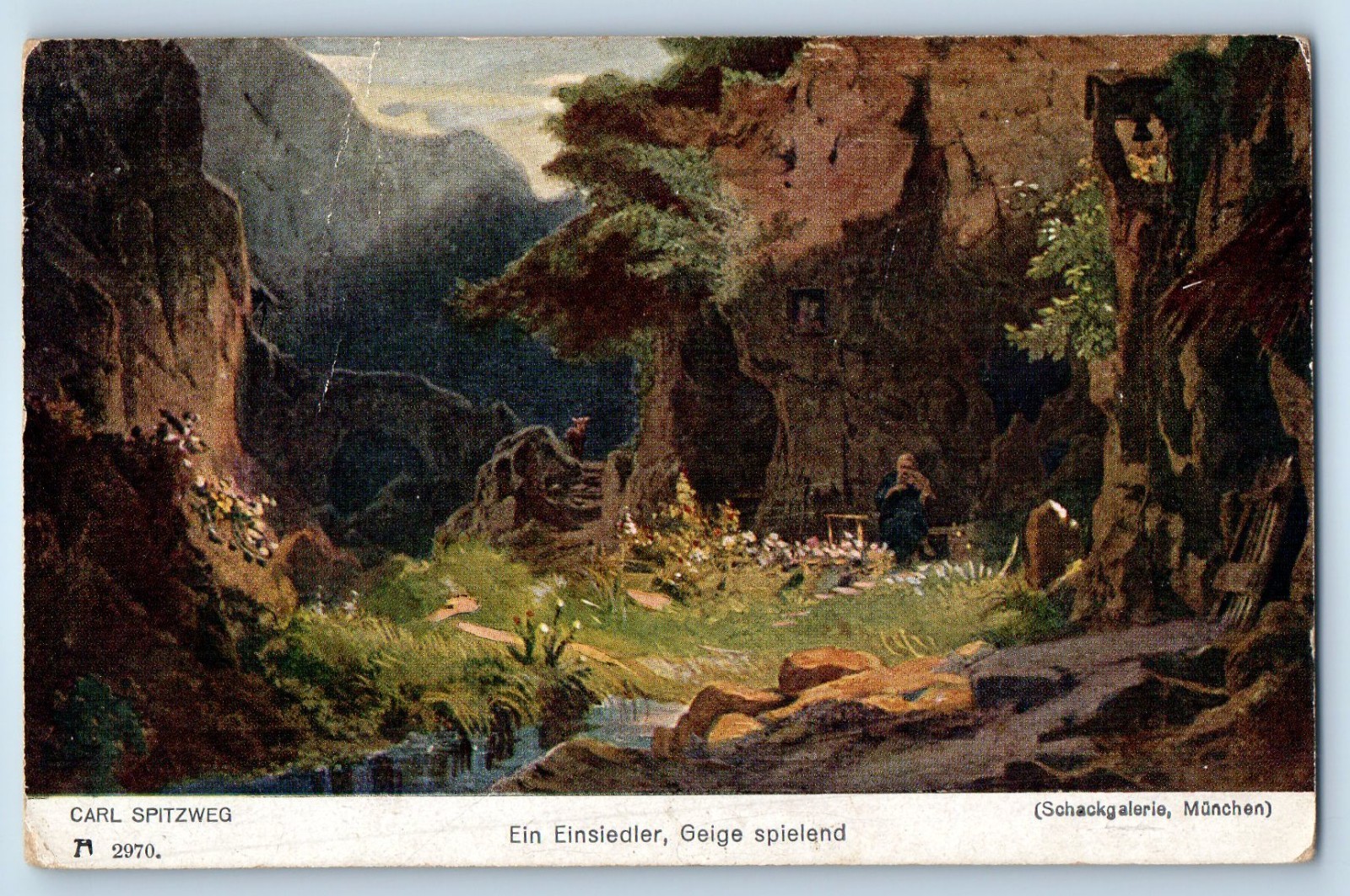 Munich Bavaria Germany Postcard A hermit Playing the Violin c1910 Posted