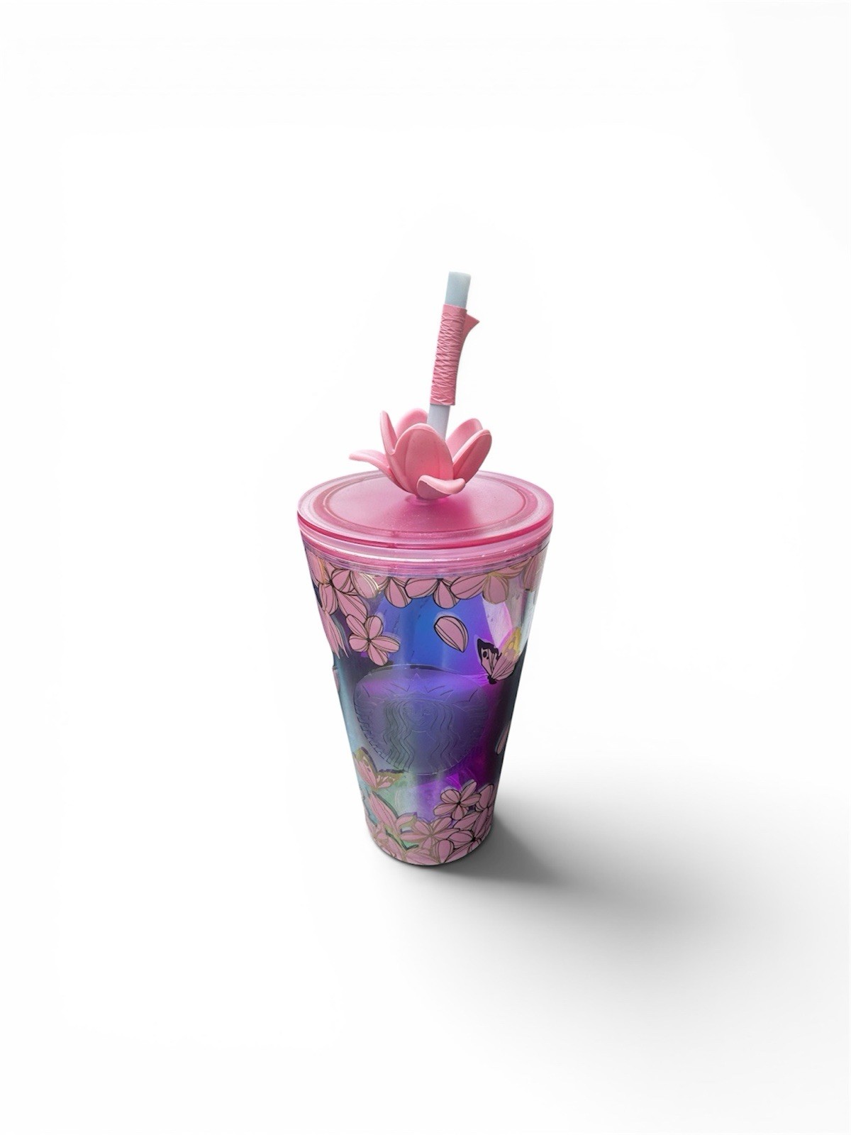 STARBUCKS 2025 PINK CHERRY BLOSSOM SAKURA FLOWER STRAW TOPPER TUMBLER