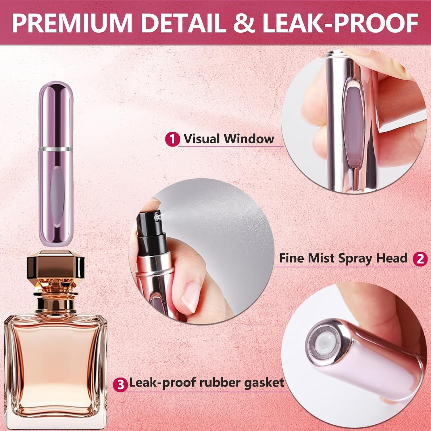 4 Refillable Perfume Portable Atomizer Bottle Refillable Perfume Spray, Leak-Pro