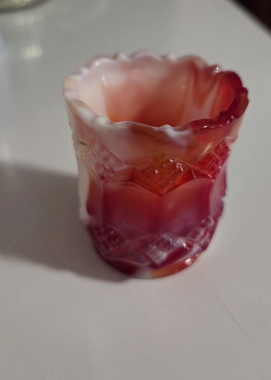 Vintage 1960 imperial Slag Glass Toothpick Holder~ Slight UV Reactive.