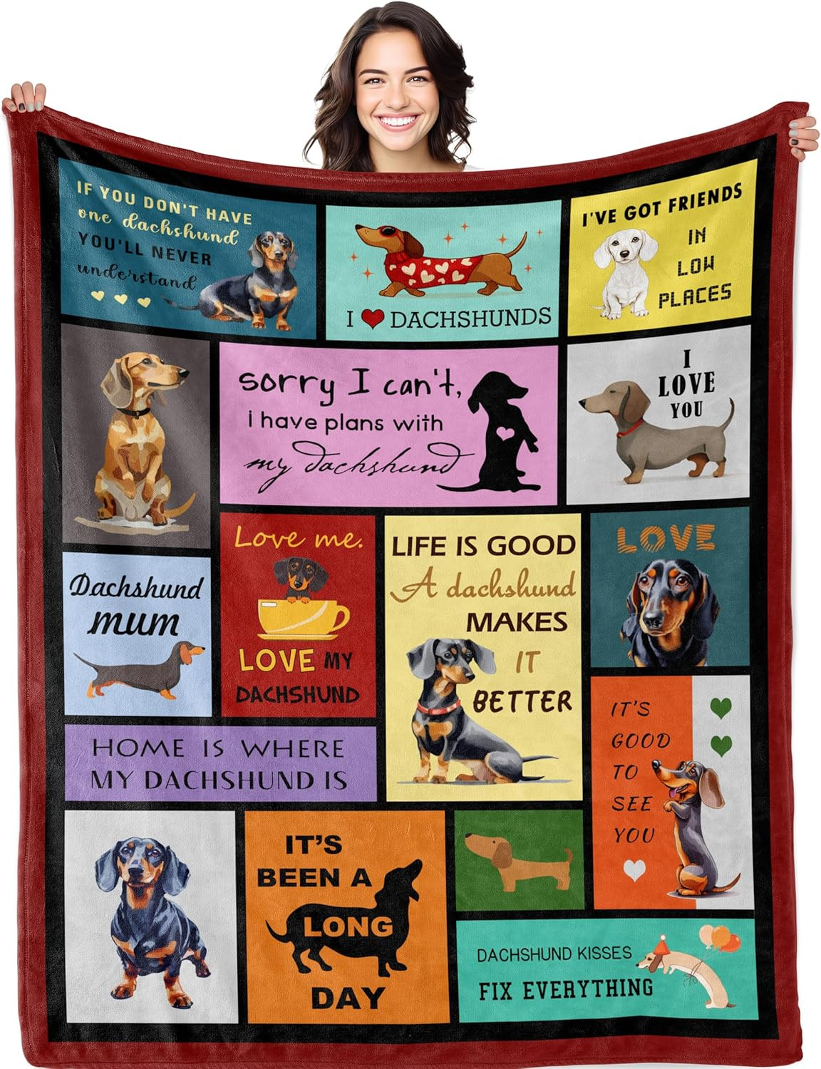 50″x60″ Dachshund Blanket Weiner Dog Gift for Women Christmas Birthday
