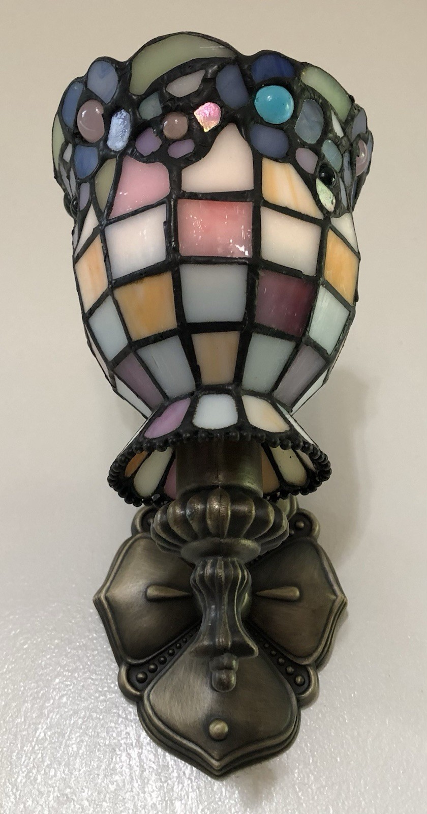 PartyLite HYDRANGEA Wall Sconce P9353 Tiffany Stained Glass Votive Tea Holder