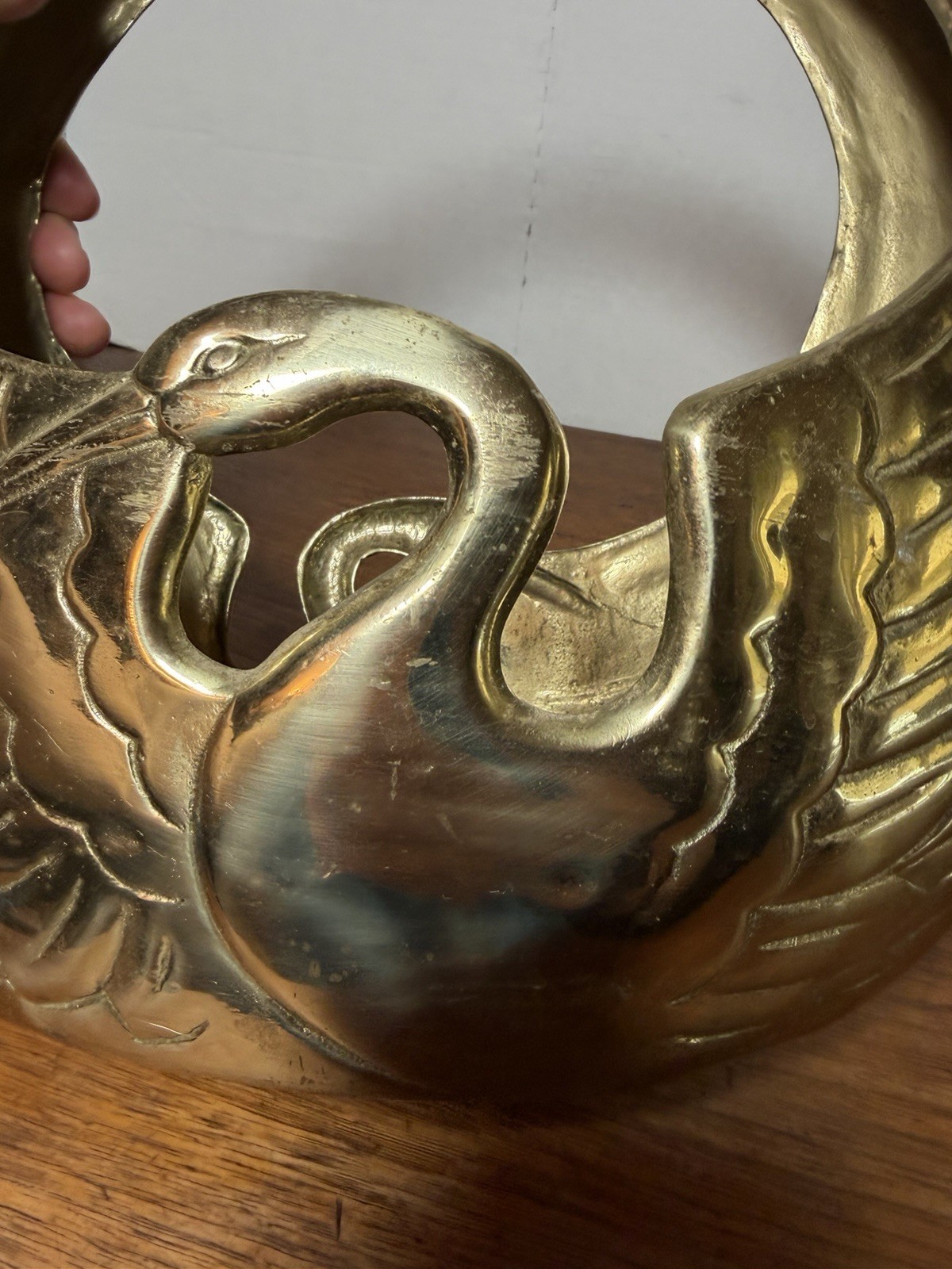 Vintage 11” Crane Bird Solid Brass Basket/planten Hollywood Regency Swan