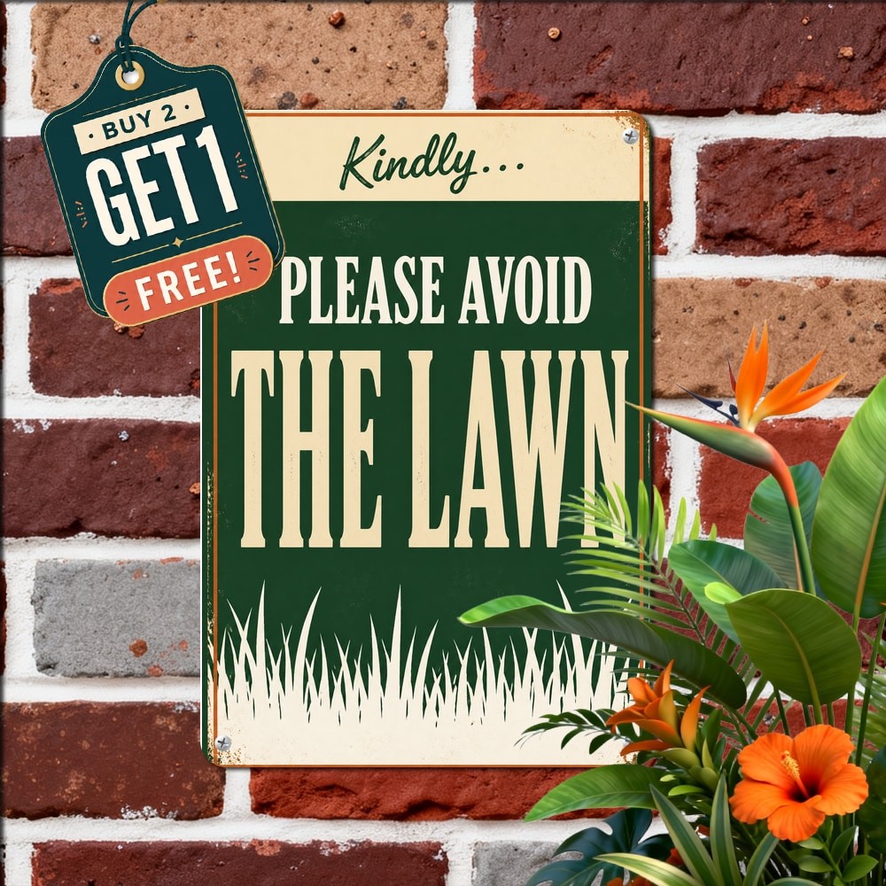 Keep Off Grass Rectangular Aluminum Sign Lawn Protection Property Tin Plaque