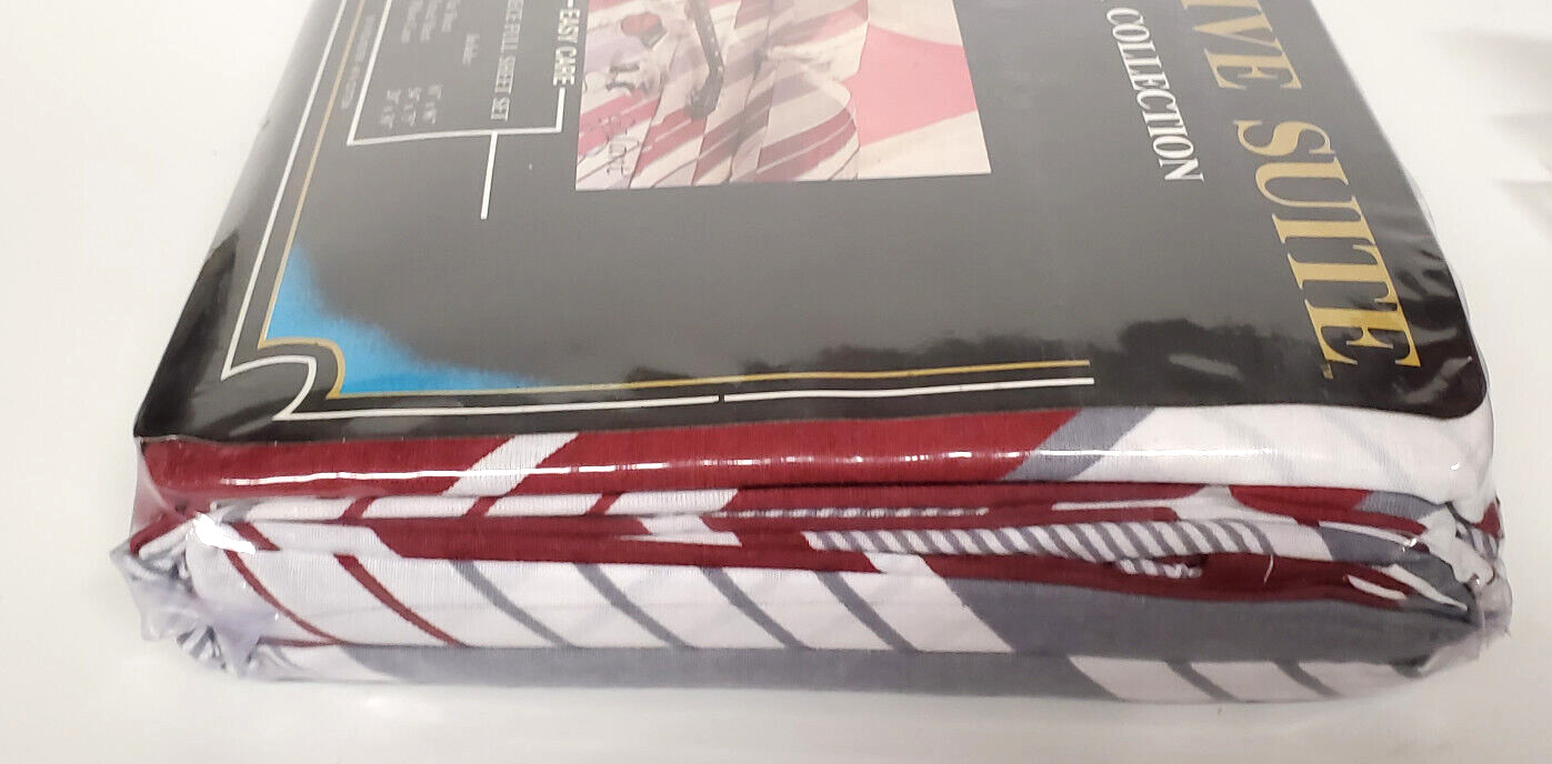Sheet Set Full Size Executive Suite Stripes 4 PCS New Old Stock Package End Open