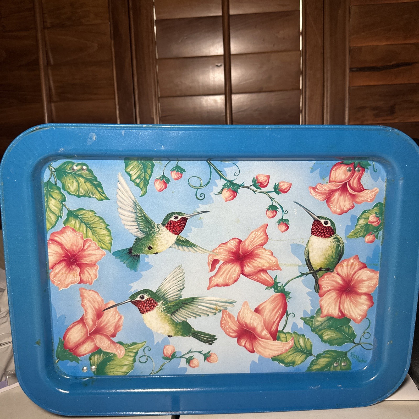 Vintage Hummingbird Metal TV Tray by Ross Avidon 1980s Pre Owned See Photos