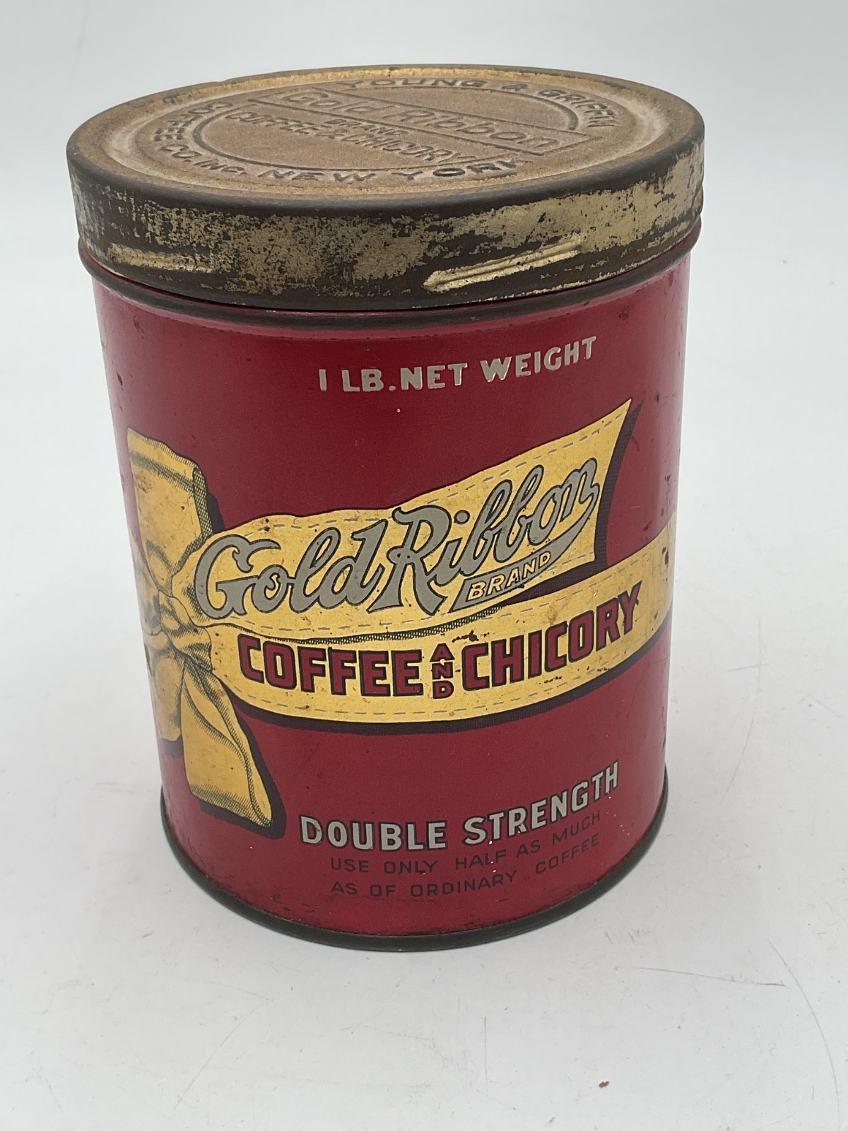Vintage Gold Ribbon Coffee 1 LB Tin Can Young & Griffin New York