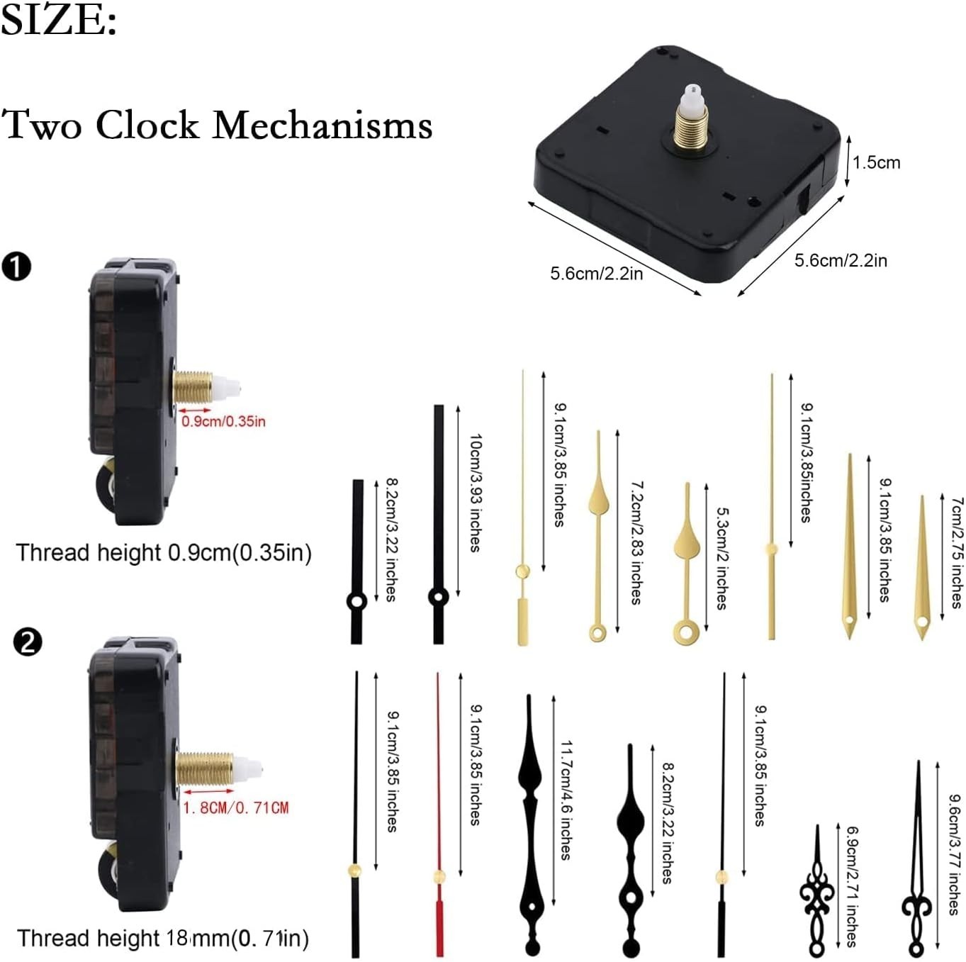 High-Quality Quartz Clock Mechanism Set with 5 Hands – No Batteries Included