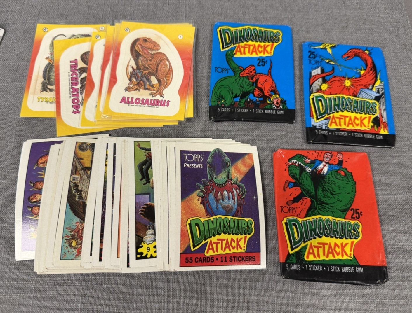 Dinosaurs Attack 1988 Topps Near Complete Set Cards & Stickers (missing 3+2)