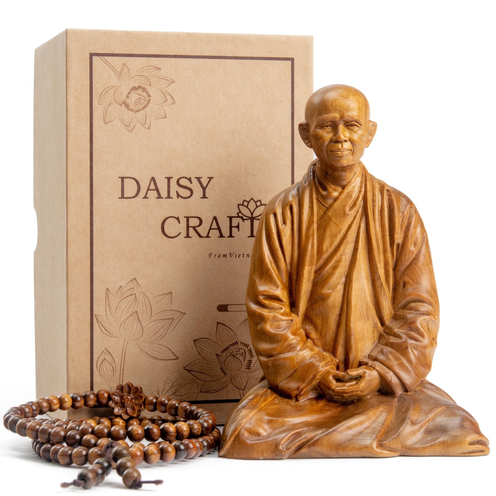 Zen Master Thich Nhat Hanh Buddha Statue, Wooden Meditation Accessories, Feng…