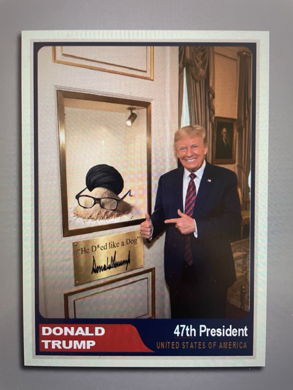 Donald Trump 2025”47“ Custom ACEO Operation Epic Fury Khamenei is dead