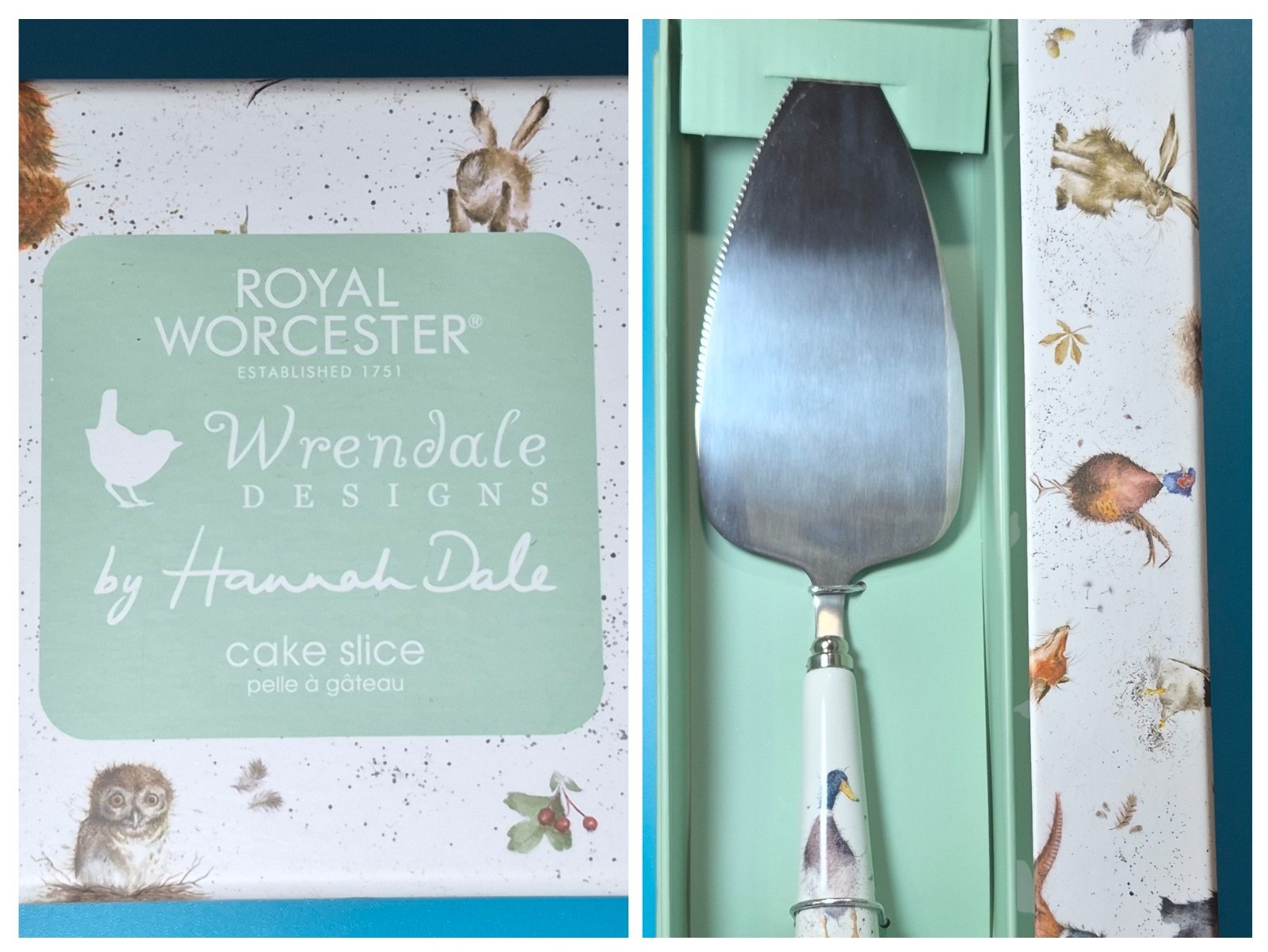 Royal Worcester Wrendale Designs Hannah Dale Cake Slice 10″ Cake Cutter Duck wBX