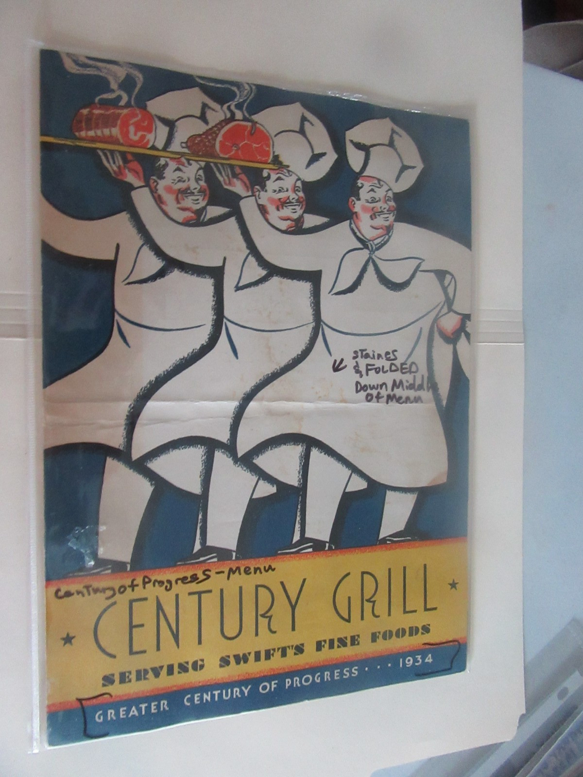1934 Century Of Progress -Century Grill Menu-Items & Prices Listed [9″ x 12″]