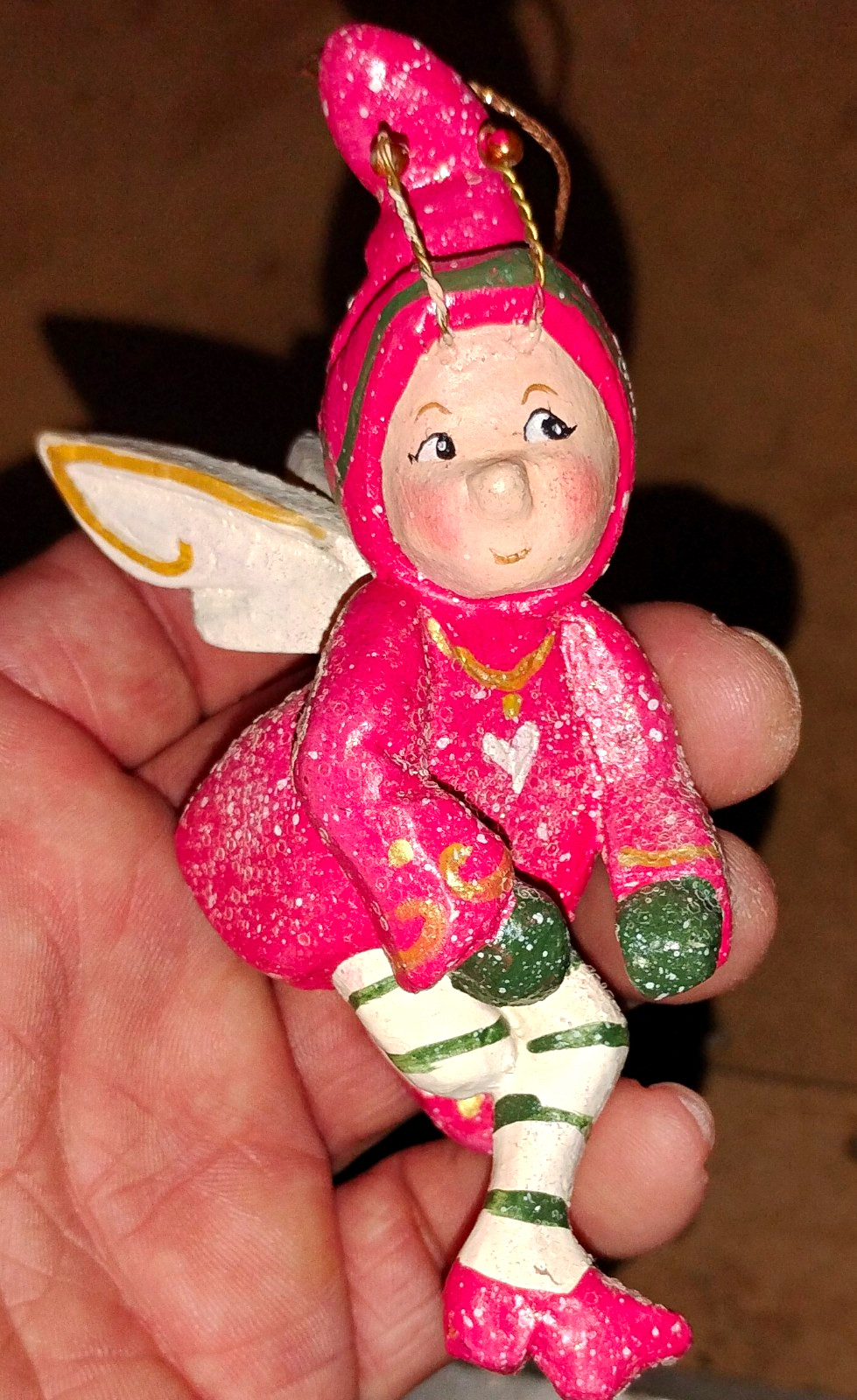 HOF 2000 Pink Fairy Christmas Hanging Ornament 2000 Holiday Vintage