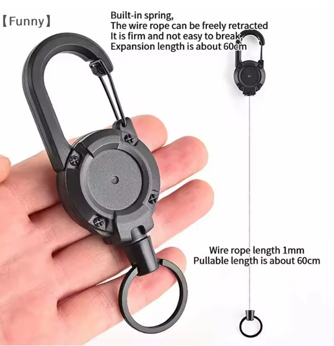 3X Heavy Duty Keychain Retractable Carabiner Car Key Chain with Badge Holder US