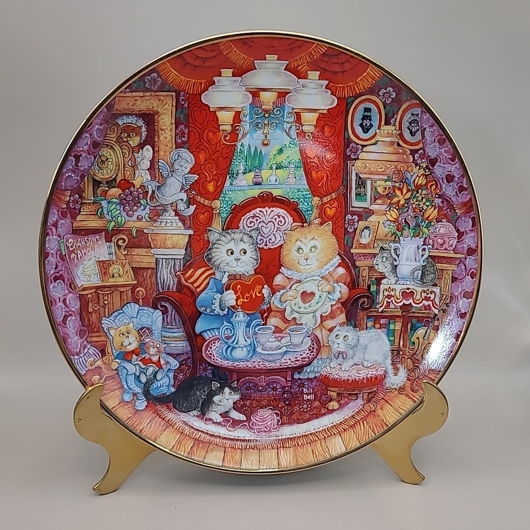 8″ Franklin Mint “Whisker Wuv” Bill Bell Limited Ed Porcelain Plate Cats